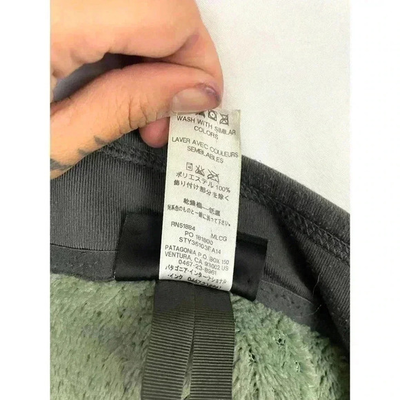 VTG Patagonia Green Deep Pile Fleece Full Jacket XL Mens Outdoor Zipped Pockets - Picture 7 of 16